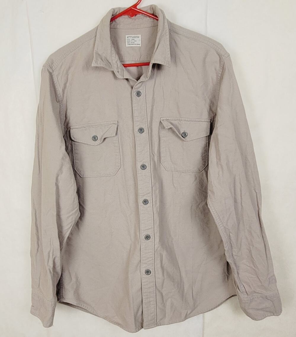 J.Crew Workwear grey button up flannel chore shirt Size Large Minimal Preppy